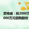 思特威：拟2000万元-4000万元回购股份