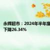 永辉超市：2024年半年度净利润下降26.34%