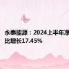 永泰能源：2024上半年净利润同比增长17.45%