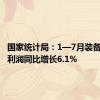 国家统计局：1—7月装备制造业利润同比增长6.1%