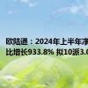 欧陆通：2024年上半年净利润同比增长933.8% 拟10派3.07元