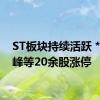 ST板块持续活跃 *ST景峰等20余股涨停