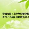 中国海油：上半年归母净利润人民币797.3亿元 同比增长25.0%