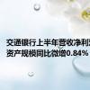 交通银行上半年营收净利双降 总资产规模同比微增0.84%