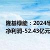 隆基绿能：2024半年度净利润-52.43亿元