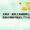 太和水：股东上海诚毅和上海陟毅拟合计减持不超过1.77%公司股份