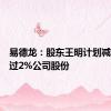 易德龙：股东王明计划减持不超过2%公司股份