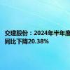 交建股份：2024年半年度净利润同比下降20.38%