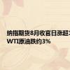 纳指期货8月收官日涨超1.1%，WTI原油跌约3%