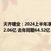 天齐锂业：2024上半年净利润-52.06亿 去年同期64.52亿