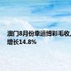 澳门8月份幸运博彩毛收入同比增长14.8%