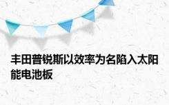 丰田普锐斯以效率为名陷入太阳能电池板