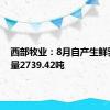 西部牧业：8月自产生鲜乳生产量2739.42吨