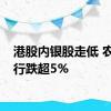 港股内银股走低 农业银行跌超5%