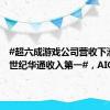 #超六成游戏公司营收下滑#！#世纪华通收入第一#，AIGC成