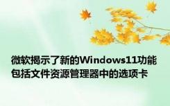 微软揭示了新的Windows11功能包括文件资源管理器中的选项卡