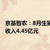 京基智农：8月生猪销售收入4.45亿元