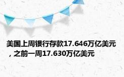 美国上周银行存款17.646万亿美元，之前一周17.630万亿美元