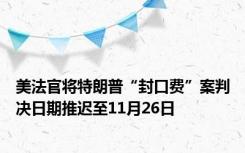 美法官将特朗普“封口费”案判决日期推迟至11月26日