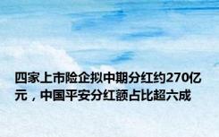 四家上市险企拟中期分红约270亿元，中国平安分红额占比超六成