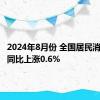 2024年8月份 全国居民消费价格同比上涨0.6%