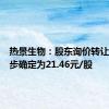 热景生物：股东询价转让价格初步确定为21.46元/股