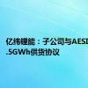 亿纬锂能：子公司与AESI签订19.5GWh供货协议