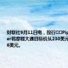 财联社9月11日电，投行‌‌Piper Sandler将摩根大通目标价从230美元下调至226美元。