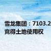 雪龙集团：7103.25万元竞得土地使用权