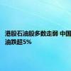 港股石油股多数走弱 中国海洋石油跌超5%