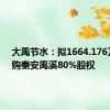 大禹节水：拟1664.176万元收购秦安禹溪80%股权