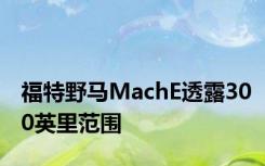 福特野马MachE透露300英里范围