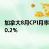 加拿大8月CPI月率录得-0.2%