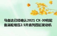 马自达已经确认2021 CX-30将配备涡轮增压2.5升直列四缸发动机