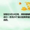 财联社9月18日电，美联储梅斯特表示，进行一系列25个基点的降息是有充分理由的。