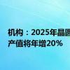 机构：2025年晶圆代工产值将年增20%