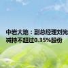 中岩大地：副总经理刘光磊计划减持不超过0.35%股份