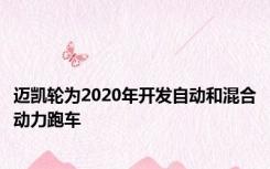 迈凯轮为2020年开发自动和混合动力跑车