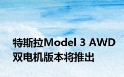 特斯拉Model 3 AWD双电机版本将推出