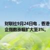 财联社9月24日电，香港恒生国企指数涨幅扩大至3%。