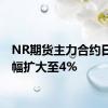 NR期货主力合约日内涨幅扩大至4%