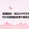 清源股份：拟以2250万元至4250万元回购股份用于股权激励