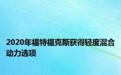 2020年福特福克斯获得轻度混合动力选项