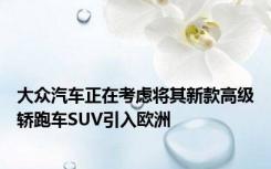 大众汽车正在考虑将其新款高级轿跑车SUV引入欧洲