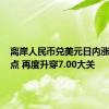 离岸人民币兑美元日内涨超300点 再度升穿7.00大关