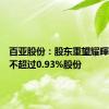 百亚股份：股东重望耀暉拟减持不超过0.93%股份