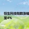 恒生科技指数涨幅扩大至4%