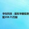 华生科技：股东华册投资解散分配359.71万股