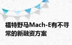 福特野马Mach-E有不寻常的新融资方案