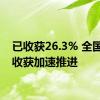 已收获26.3% 全国秋粮收获加速推进